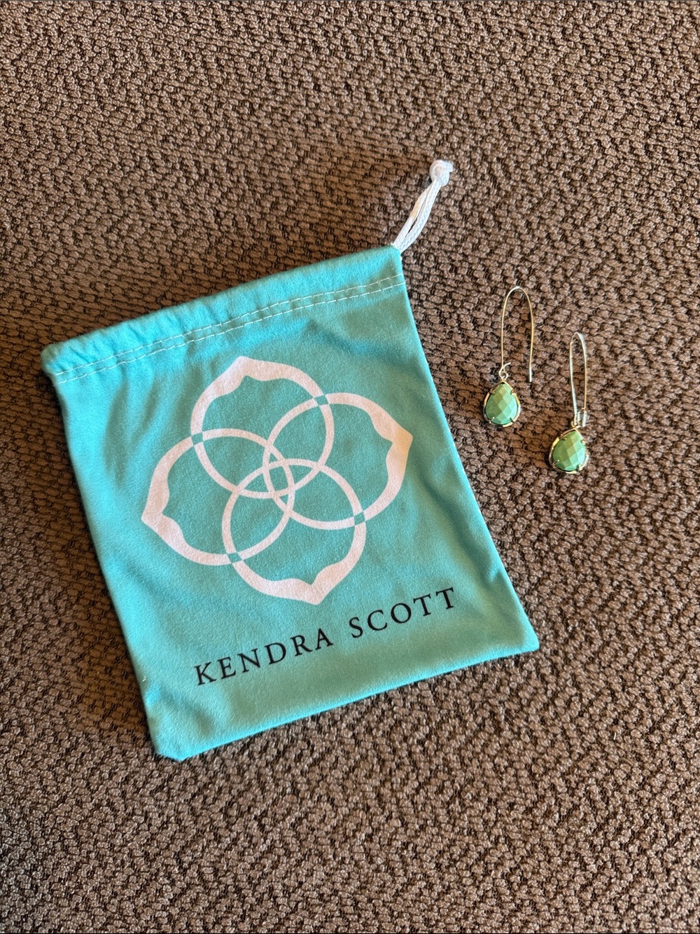Kendra Scott Gold Drop Earrings with Mint Teardrops